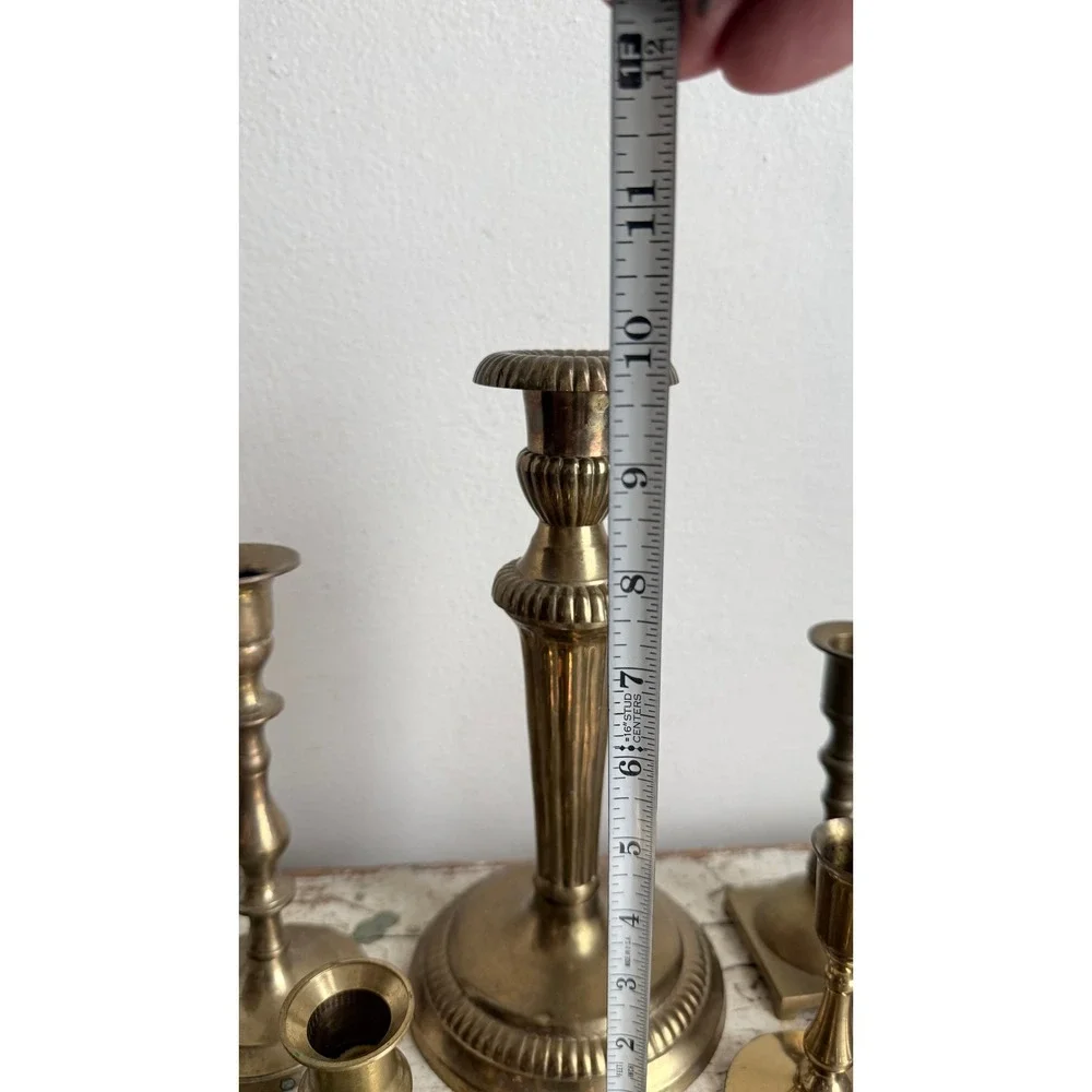 Vintage Brass Candlestick Holder Set Mixed Lot Portugal India Hong Kong 7pc